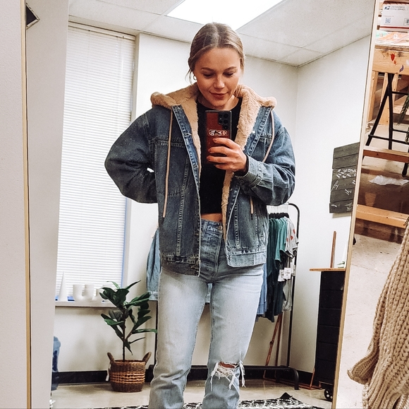 Shearling Lined Denim Jacket - Picture 2 of 2